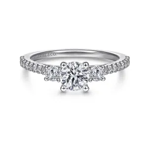 Chantal - 14K White Gold Round Three Stone Diamond Engagement Ring