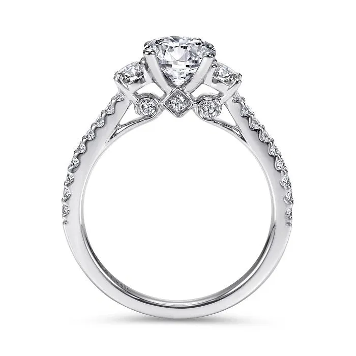 Chantal - 14K White Gold Round Three Stone Diamond Engagement Ring