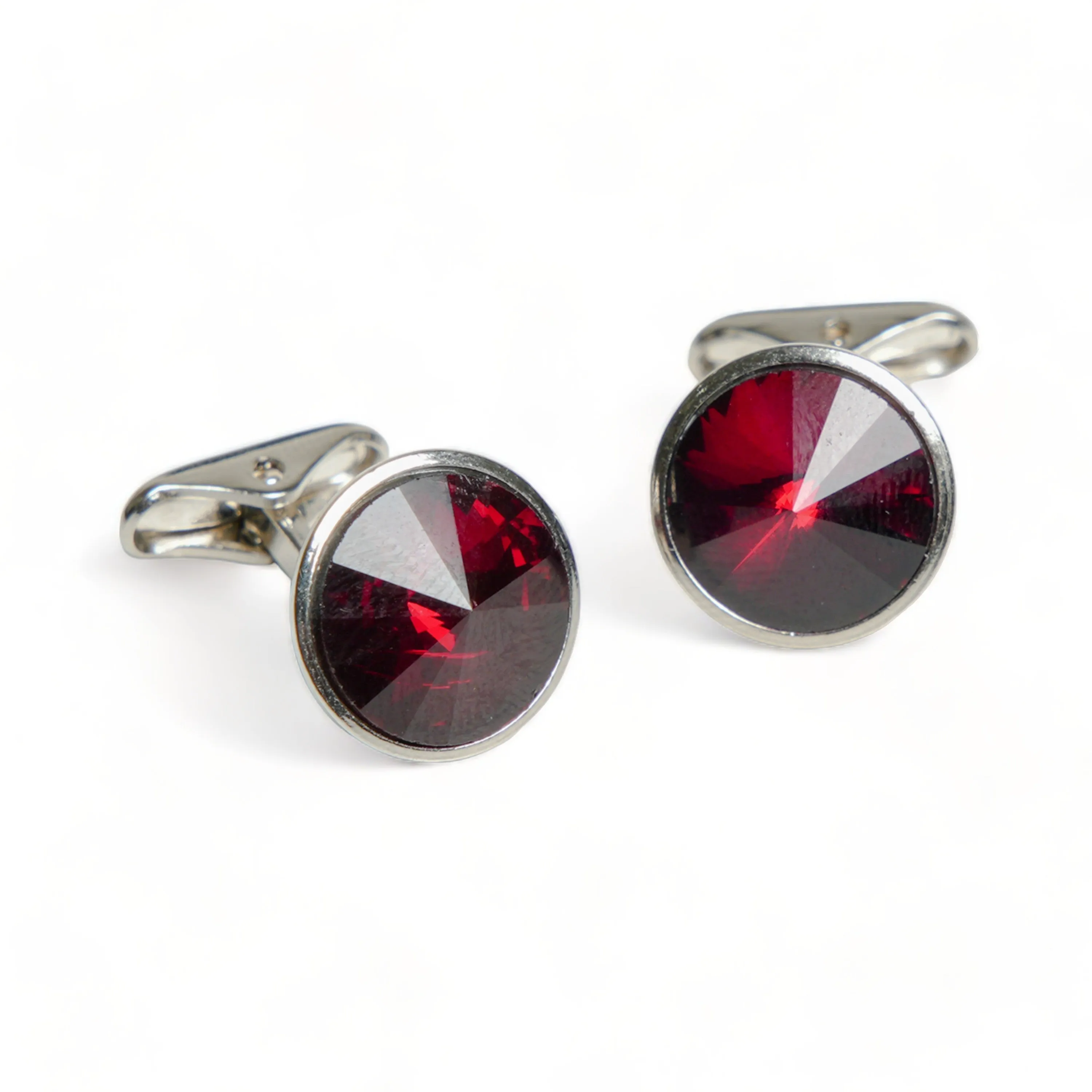 Chokore Silver Crystal Cufflinks (Red)