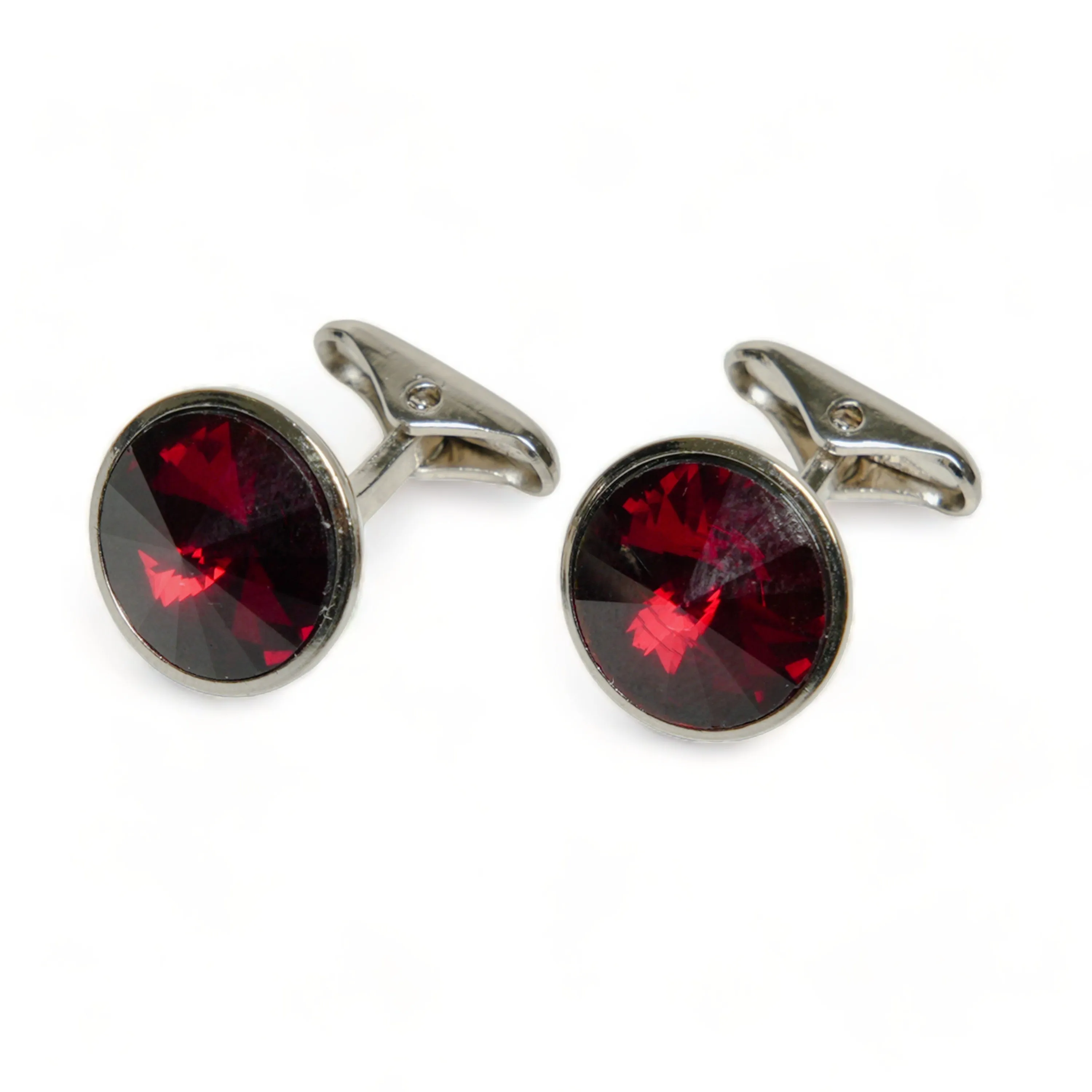 Chokore Silver Crystal Cufflinks (Red)