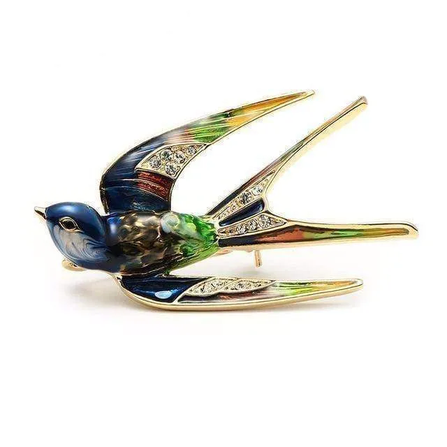 Classic Enamel Swallow Brooch Pins