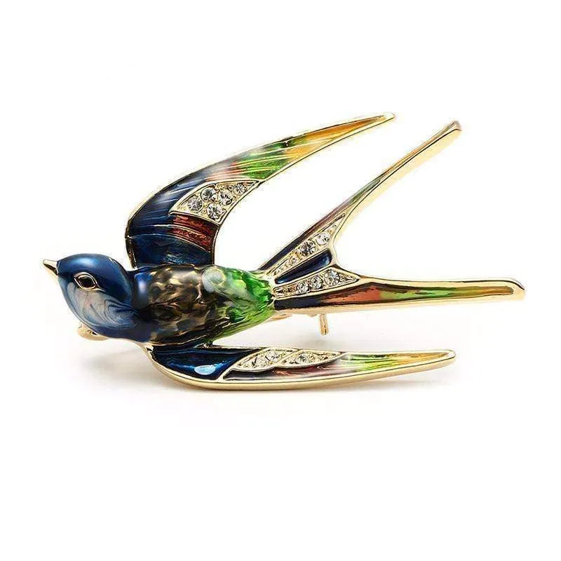 Classic Enamel Swallow Brooch Pins