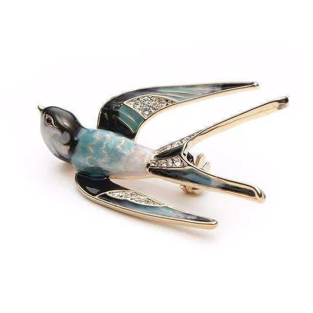 Classic Enamel Swallow Brooch Pins