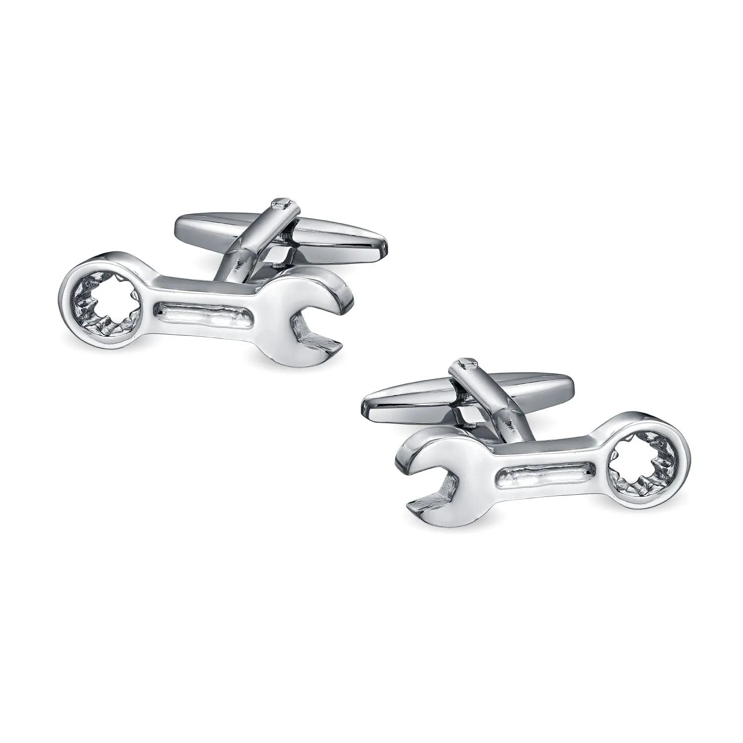 Construction Worker Tools Shirt Cufflink for Men Silver Tone Stainless Steel