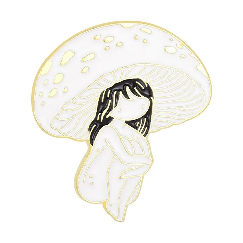 Creative Cute Plant Mushroom Lilliputian Enamel Pins Fairy Pink Mushroom Alloy Brooch Badge Personality Jewelry Gift For Kid