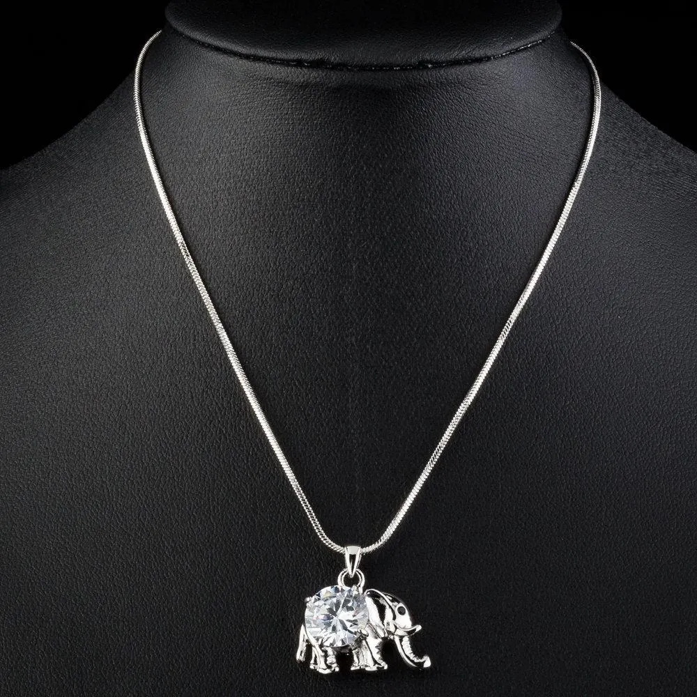 Crystal Elephant Pendant Necklace KPN0237