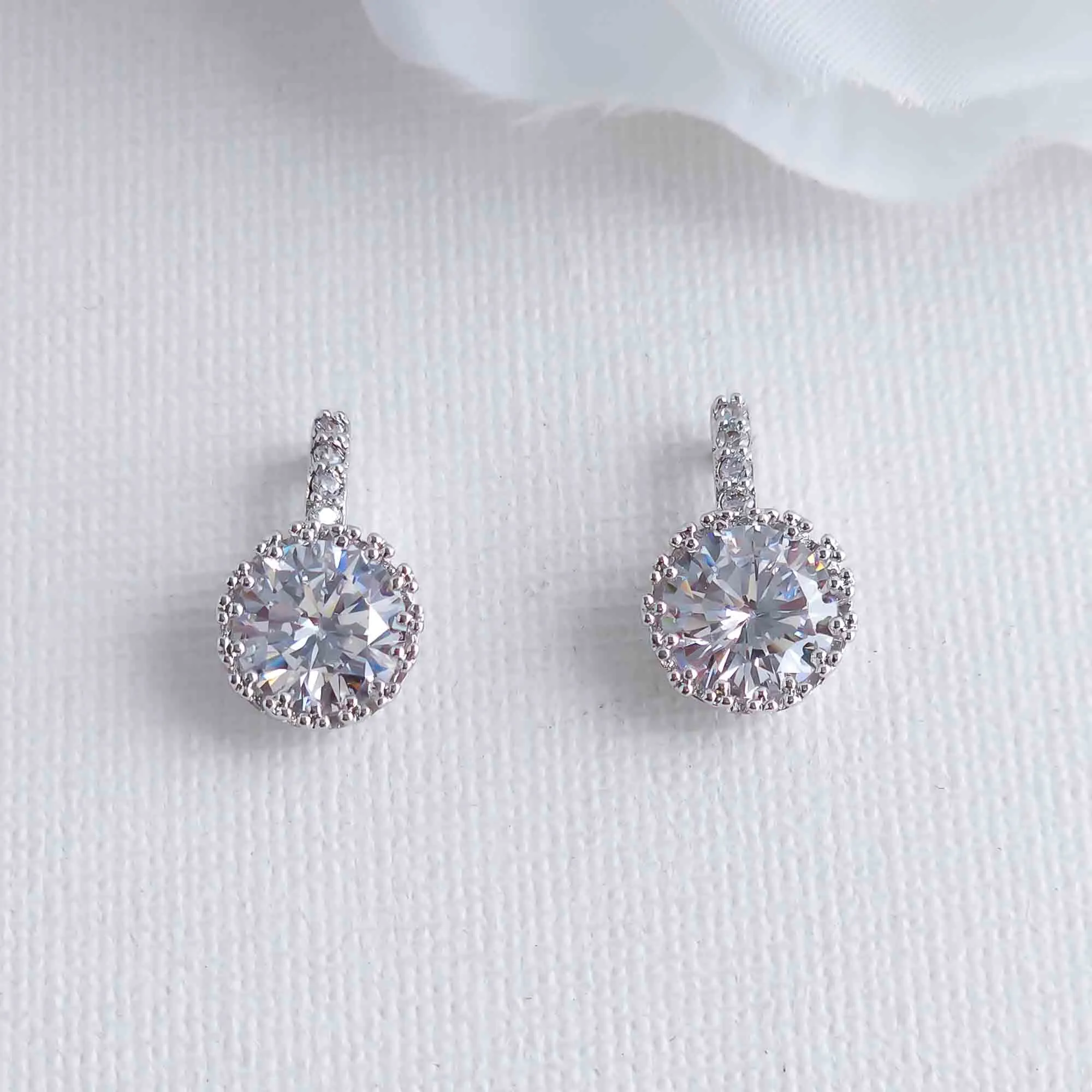 Cubic Zirconia Drop Stud Earrings-Remi