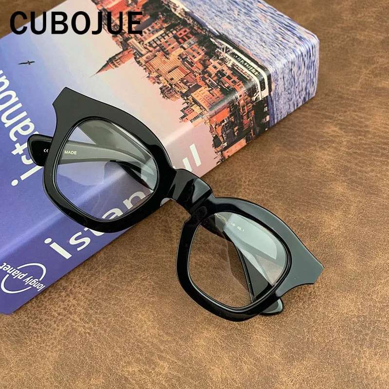 Cubojue Unisex Full Rim Square Acetate Myopic Reading Glasses 502445