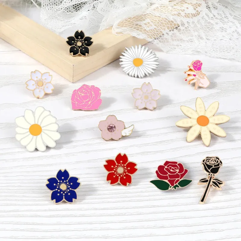 Cute Flower Series Badge Fashion Enamel Brooch Pins