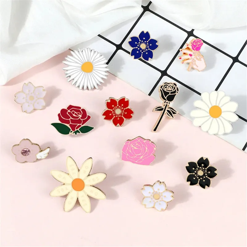 Cute Flower Series Badge Fashion Enamel Brooch Pins