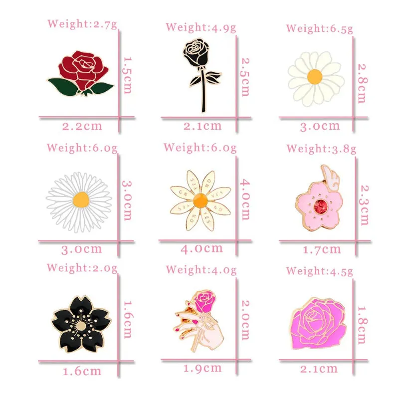 Cute Flower Series Badge Fashion Enamel Brooch Pins