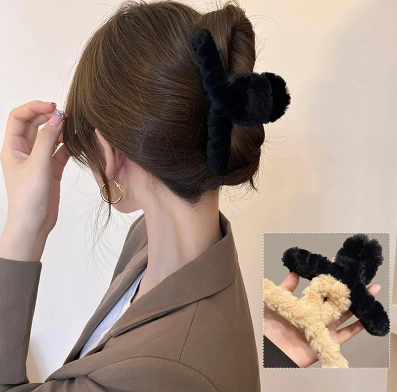 Cute Fur Hair Clips Large Hair Claw Clips,FURRY CLAW CLIPS:Hair Accessories (4.5 Inch)