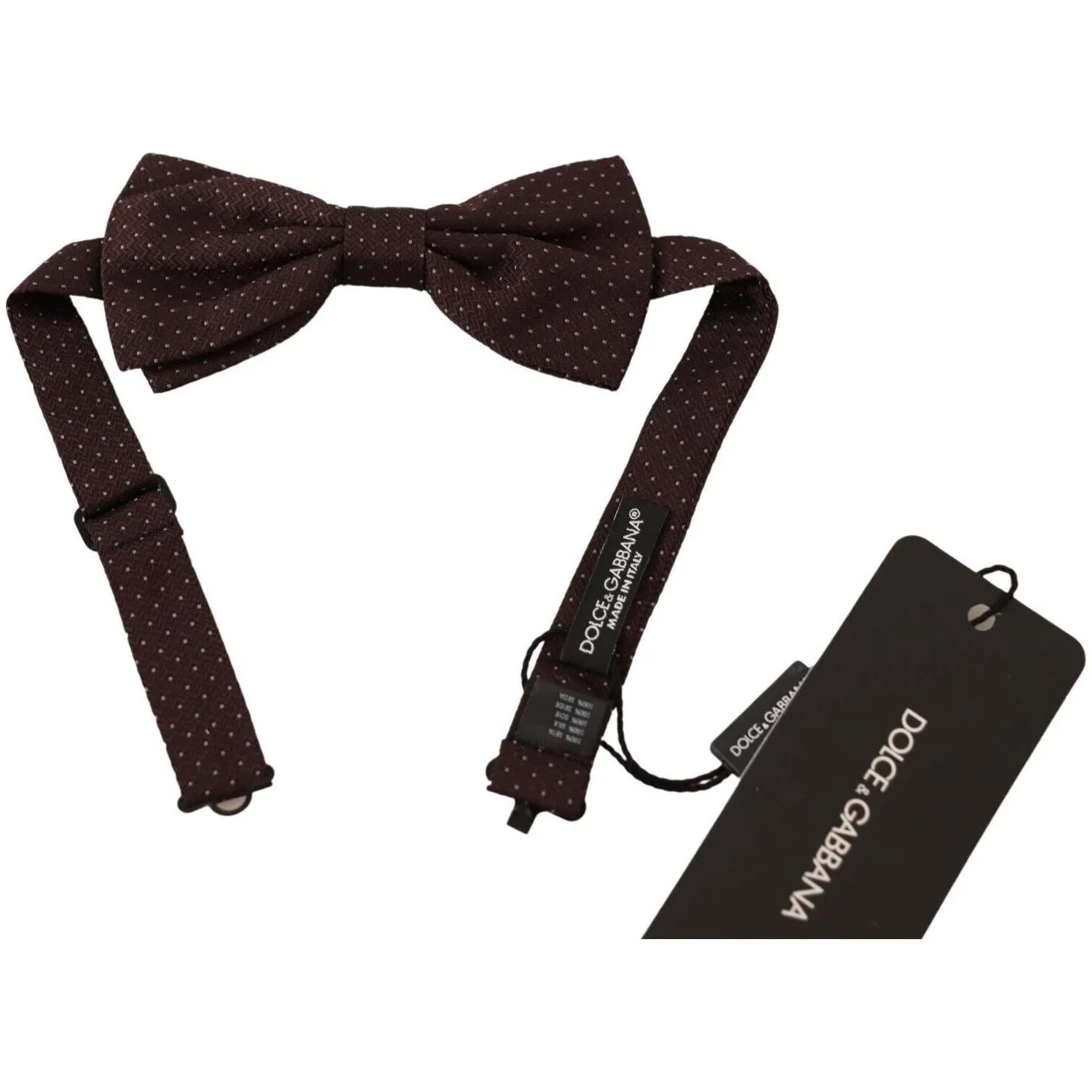 Dolce & Gabbana Elegant Brown Dot Pattern Silk Bow Tie