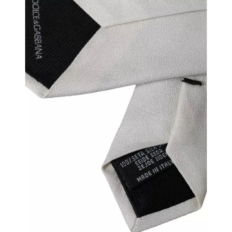 Dolce & Gabbana White Silk Classic Adjustable Men Tie