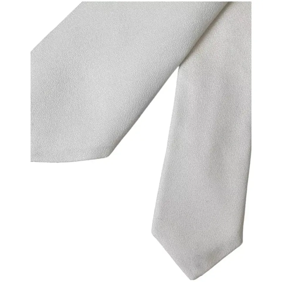 Dolce & Gabbana White Silk Classic Adjustable Men Tie