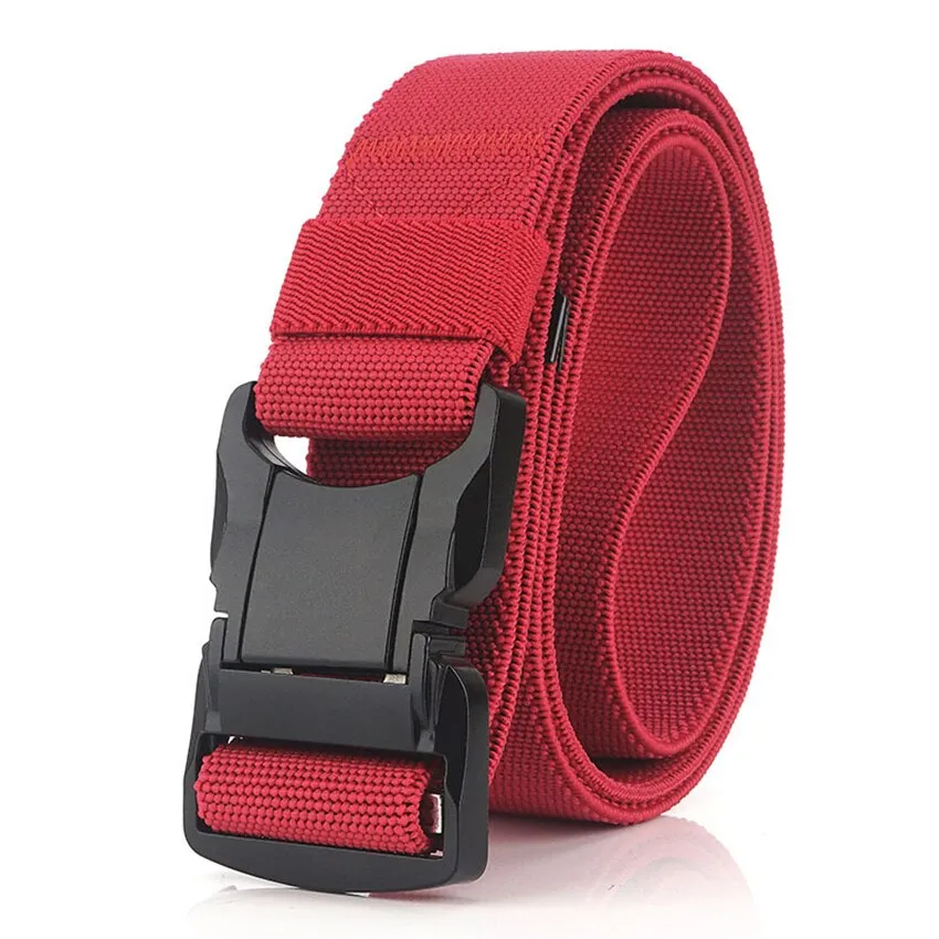 Elastic Belt Men Aluminum Alloy Black Pluggable Buckle Tactical Belts Breathable Comfortable Nylon Male Jeans Belt High Quality