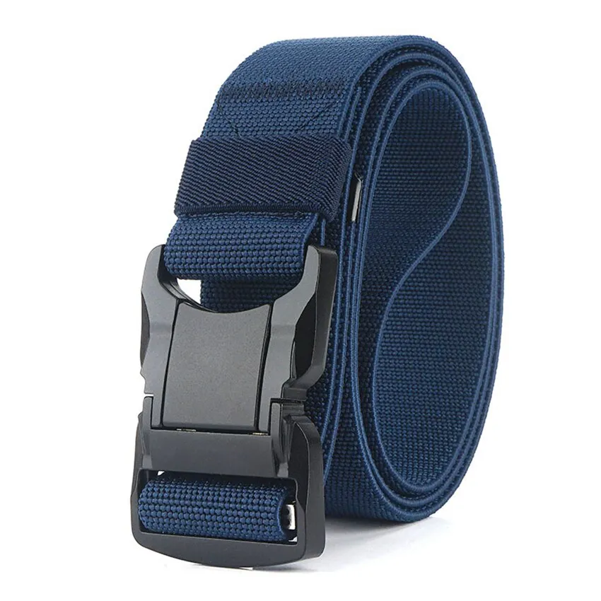 Elastic Belt Men Aluminum Alloy Black Pluggable Buckle Tactical Belts Breathable Comfortable Nylon Male Jeans Belt High Quality