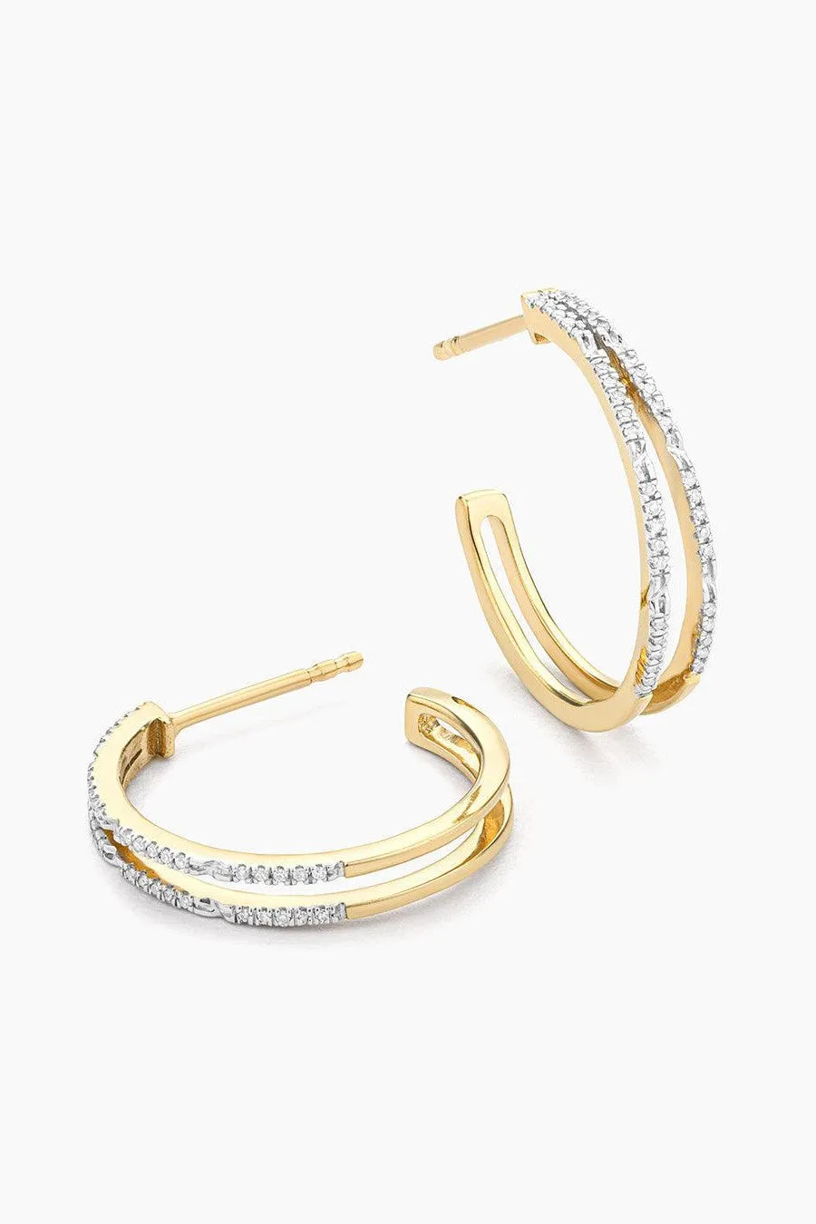 Ella Stein Double Bar Small Hoop Earrings in Gold