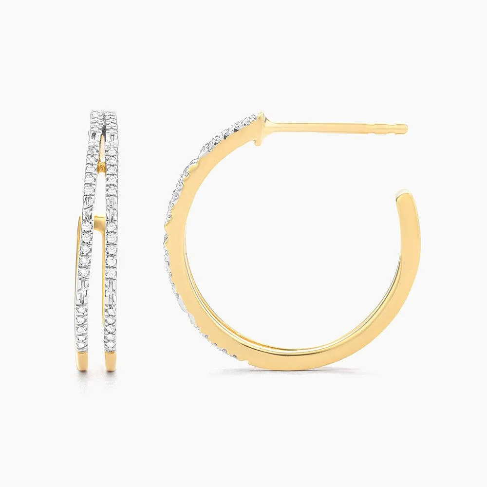 Ella Stein Double Bar Small Hoop Earrings in Gold