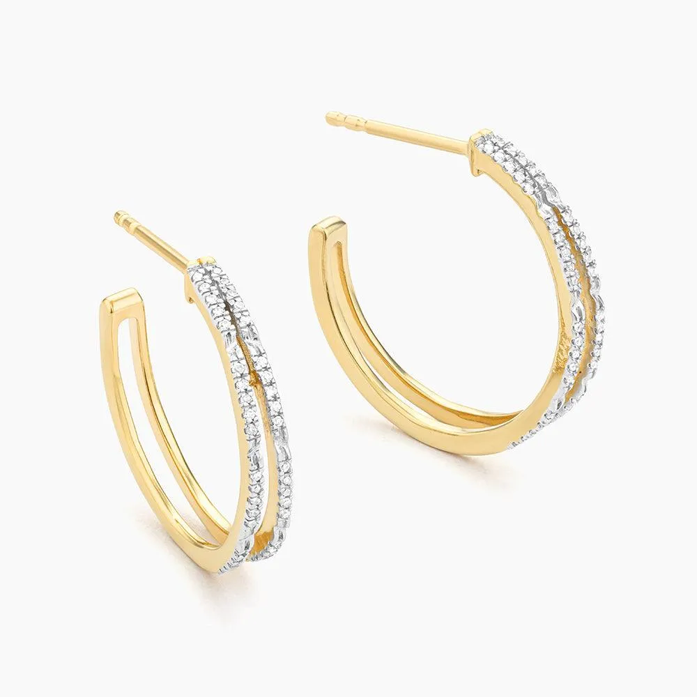 Ella Stein Double Bar Small Hoop Earrings in Gold