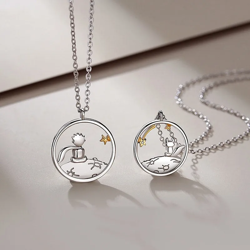 Fashion Couple S925 Silver Plated Prince Little Fox Pendant Personalized Necklace