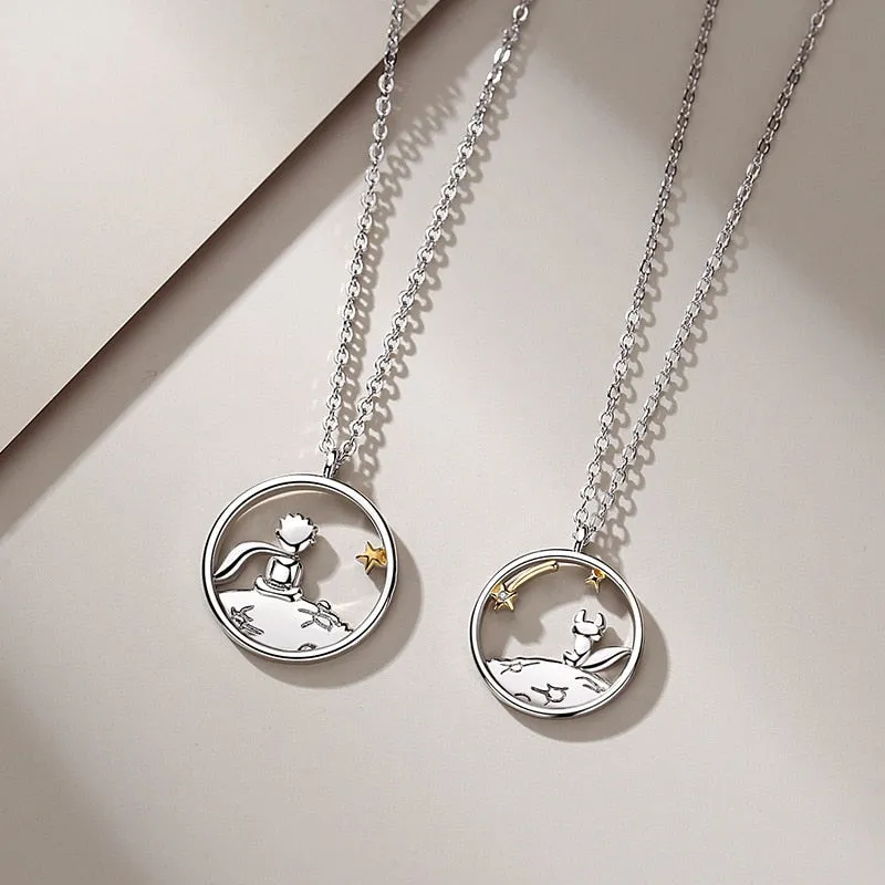 Fashion Couple S925 Silver Plated Prince Little Fox Pendant Personalized Necklace