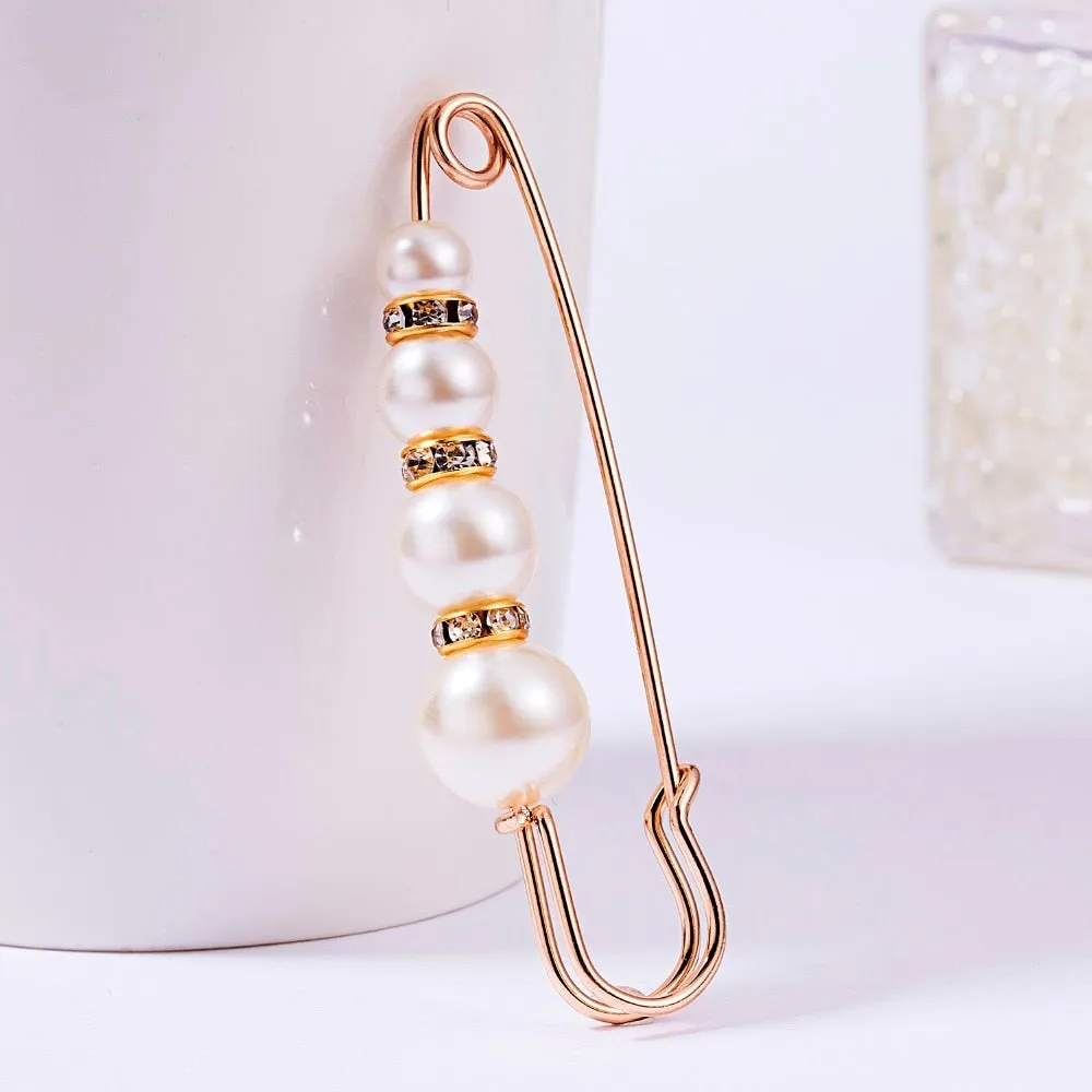 Fixed Straps Anti Slip Pin Jewelry Simple Enamel Big Pearl Brooch Women Charm Accessories Cardigan Anti Wearing Pins Enamel Pin