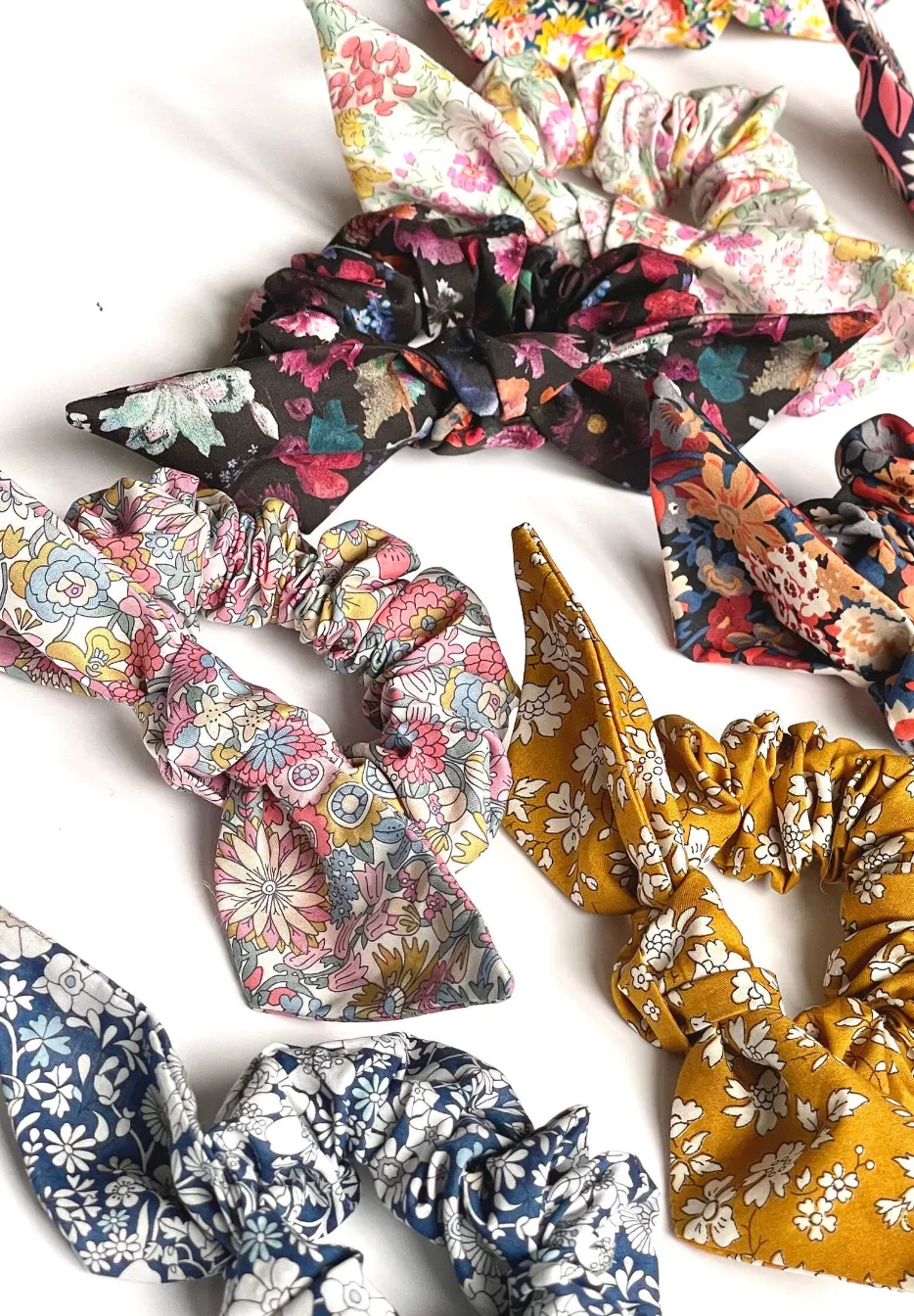 Floral Petite Knot Scrunchies | Liberty London Cotton | Colorful Florals | Fine Hair Scrunchies | Luxury Fabric Scrunchies