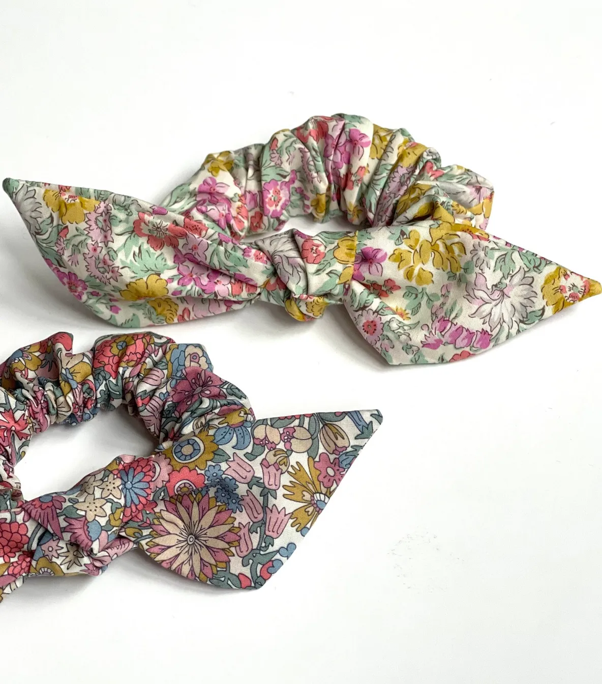 Floral Petite Knot Scrunchies | Liberty London Cotton | Colorful Florals | Fine Hair Scrunchies | Luxury Fabric Scrunchies