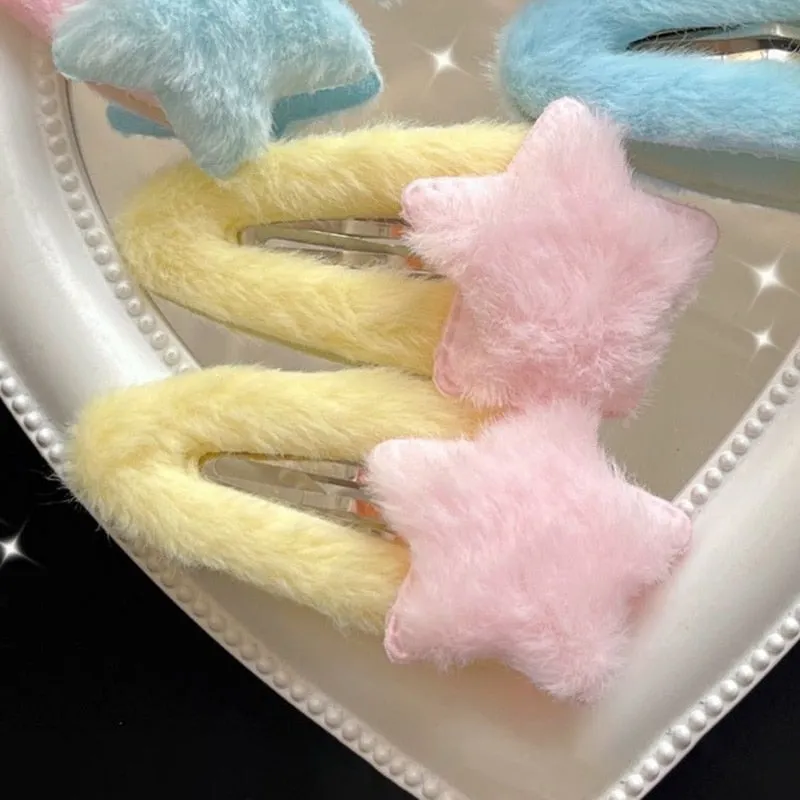 Fuzzy Star Hair Clips