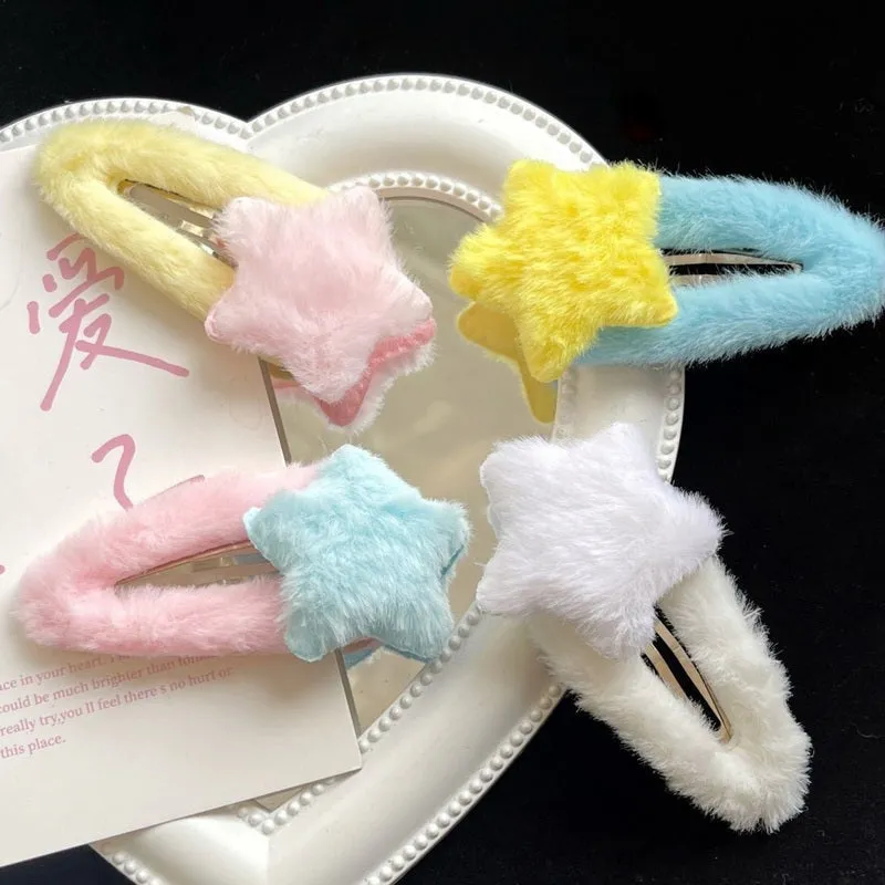 Fuzzy Star Hair Clips