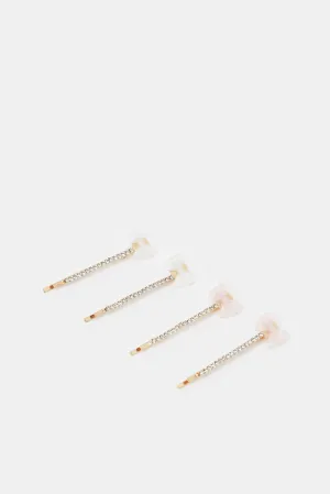 Girls Gold Embellished Hair Clip Set (Pack of 4)