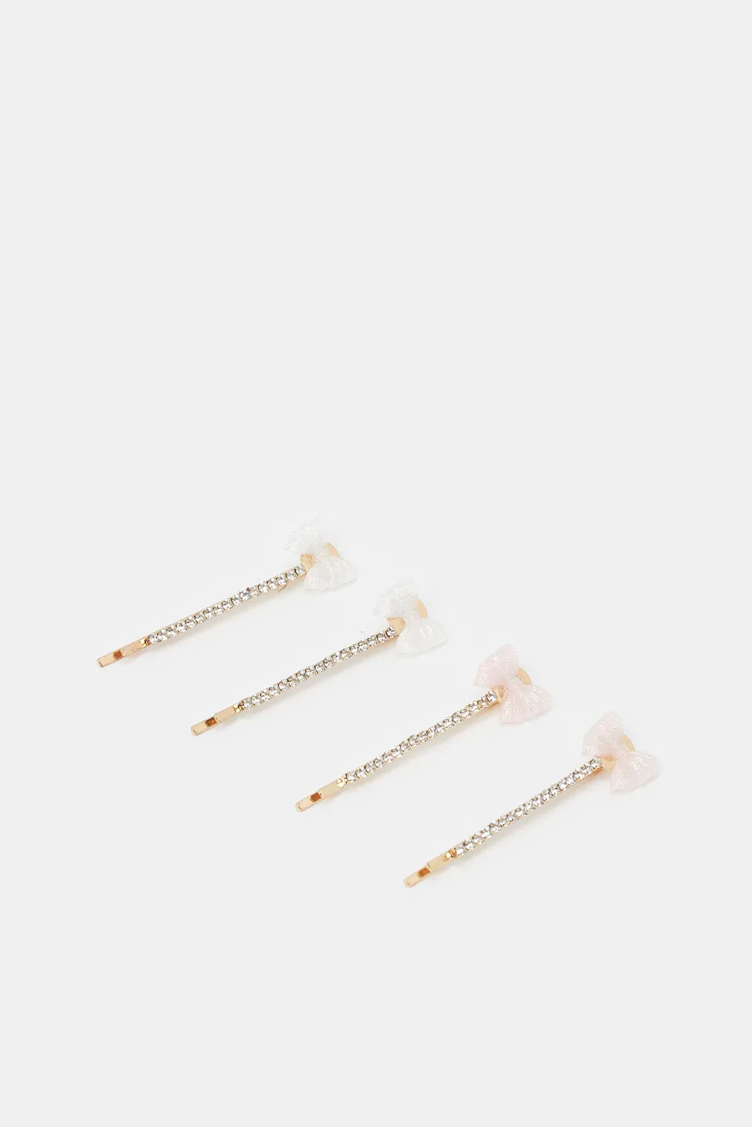 Girls Gold Embellished Hair Clip Set (Pack of 4)