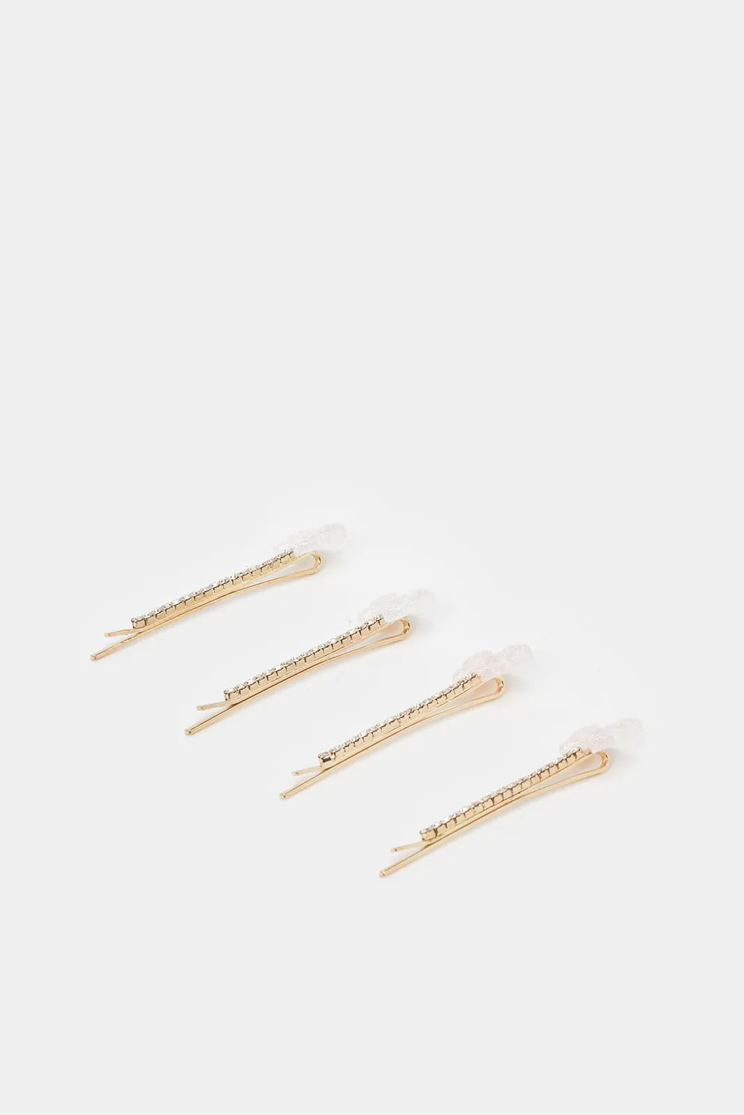 Girls Gold Embellished Hair Clip Set (Pack of 4)