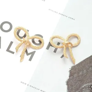 Gold Bow Knot Stud Earrings