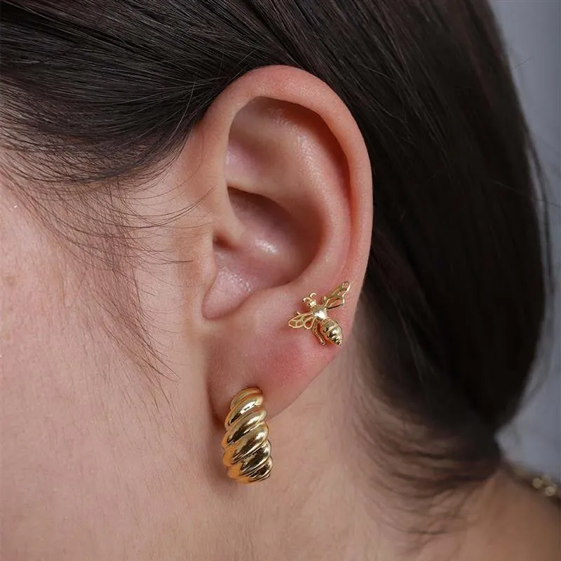 Gold Essentials Croissant Hoop Earrings in 9K Gold