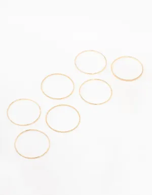 Gold Mixed Textured Bangle Bracelets 5-Pack