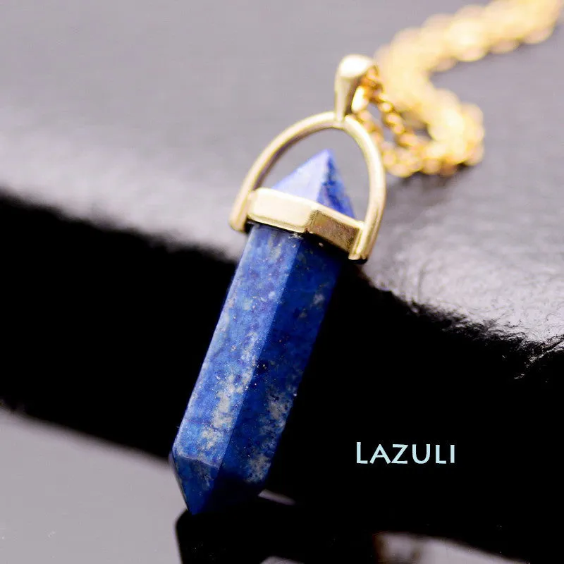 Gold Plated Natural Stone Opal Pendant Necklace For Women Bullet Shape Turquoise Crystal Gem Stone Necklaces