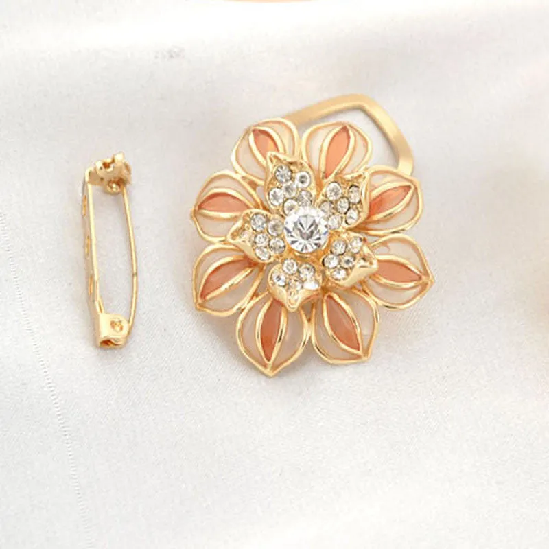 Gold Silver Plated Enamel Pin Crystal Channel Brooches For Women