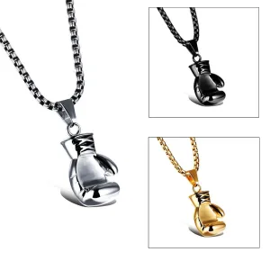 Gold/Black/Silver Plated Fashion Mini Boxing Glove Necklace Boxing Jewelry Stainless Steel Cool Pendant For Men Boys Gift