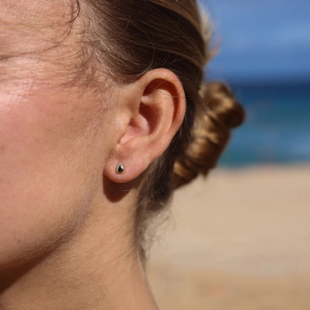 Golden Teardrop Stud Earrings