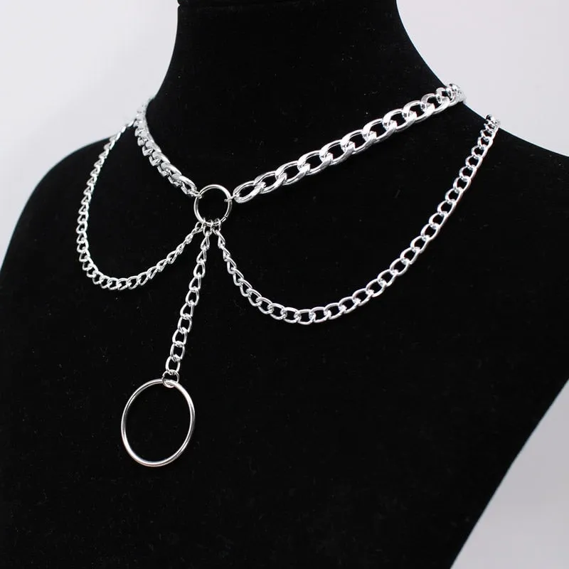 Goth Streetwear Necklaces Grunge Cross Pendants Neck Chain Indie Jewelry