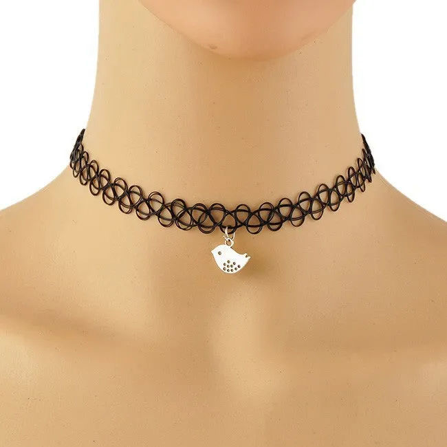 Handmade Hot Selling Vintage Stretch Tattoo Choker Necklace Gothic Punk Grunge Henna Elastic with Choker Pendant Necklaces