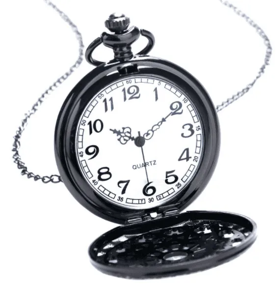 Heart Cut Out Detail Round Pocket Watch - Gunmetal or Bronze