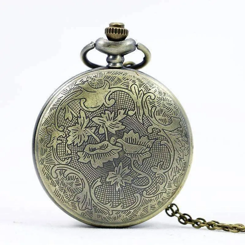 Heart Cut Out Detail Round Pocket Watch - Gunmetal or Bronze