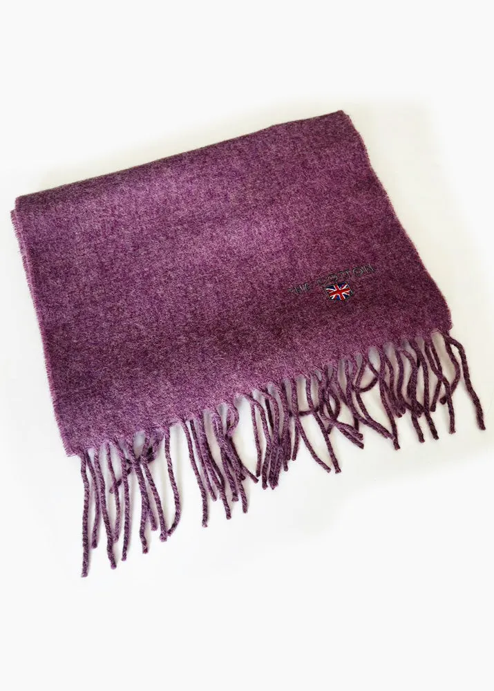 Herringbone Made In England Lambswool Fringe Scarf | Byzantium