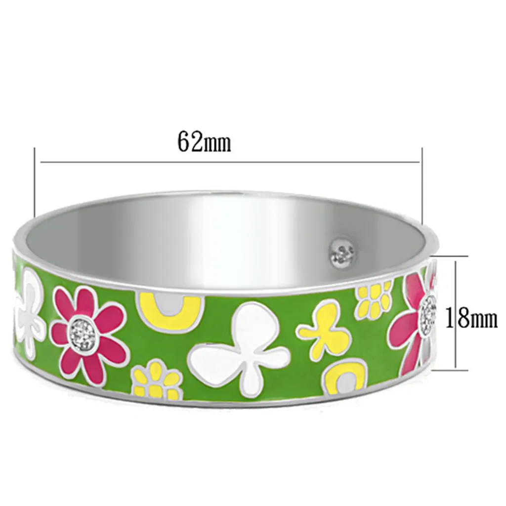 High polished (no plating) Stainless Steel Bangle with Epoxy in Multi Color for Women Style TK287