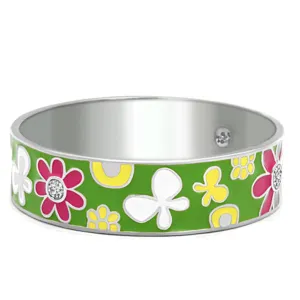 High polished (no plating) Stainless Steel Bangle with Epoxy in Multi Color for Women Style TK287