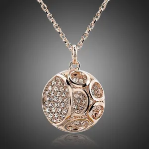 Hollow Out Round Crystal Pendant Necklace KPN0085