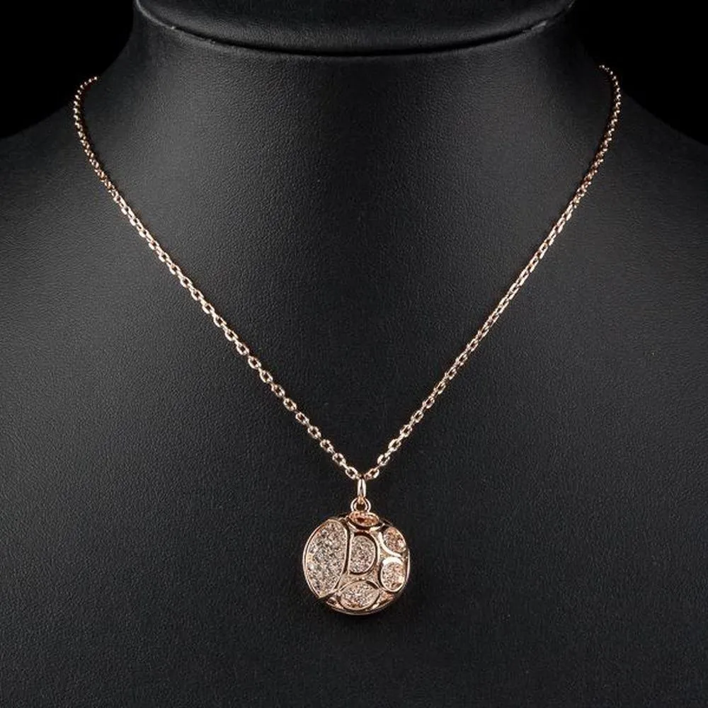 Hollow Out Round Crystal Pendant Necklace KPN0085